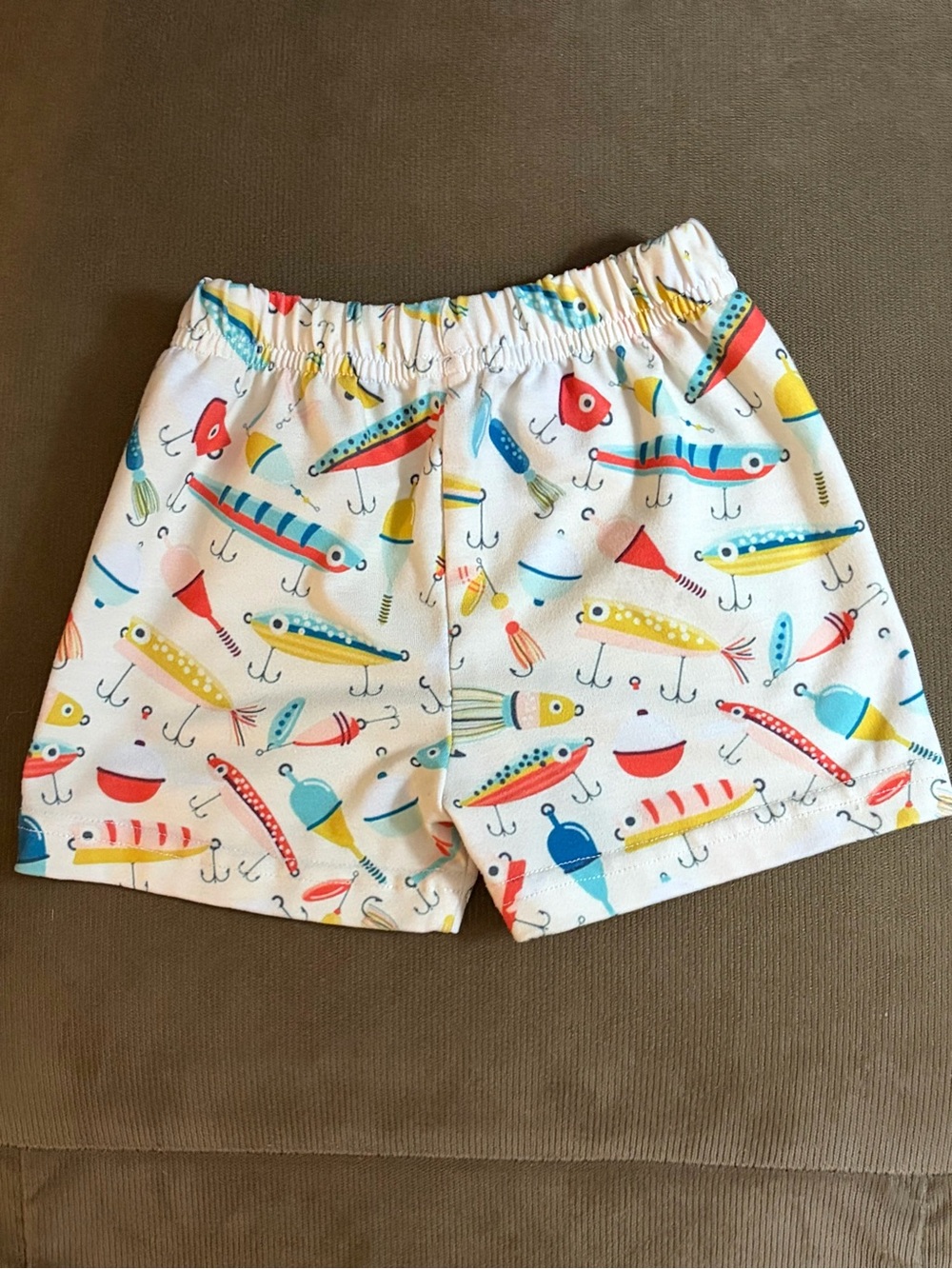 Boy's Super Soft Pull-On Shorts with Colorful Fishing Lures Print Size 12 Months